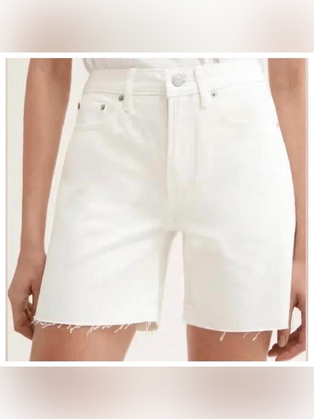 Everlane Organic Cotton Way high White High-Rise Denim Shorts
